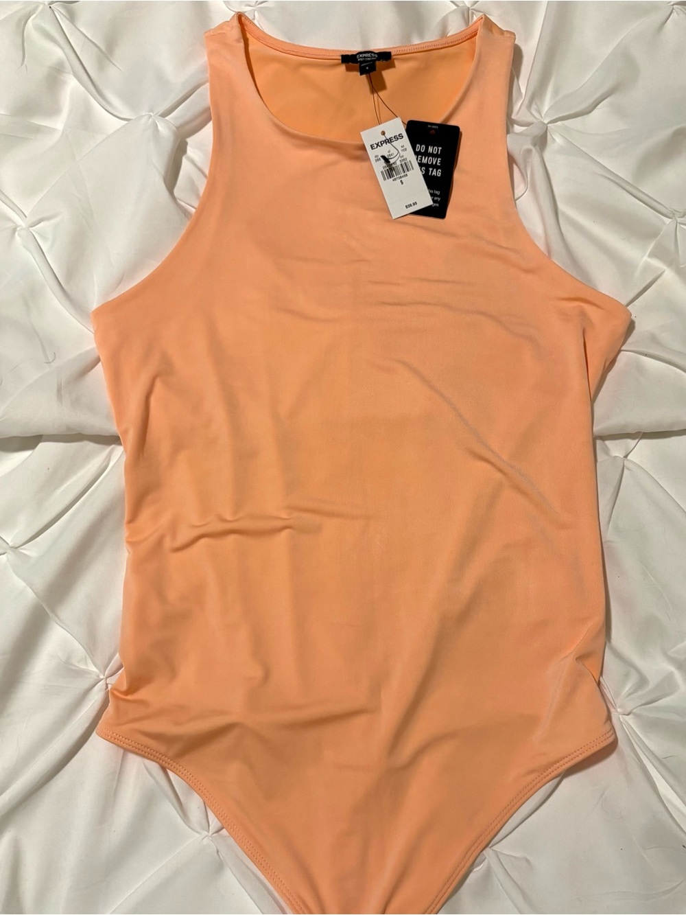 Express High Scoop Neck Tank Top BodySuit, Tangerine & NWT. Size Small.